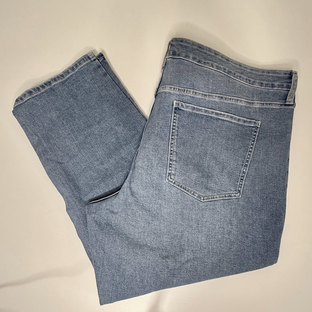 Terra & Sky Straight Leg Jeans Womens 24W Petite Blue NEW High Rise Light Wash